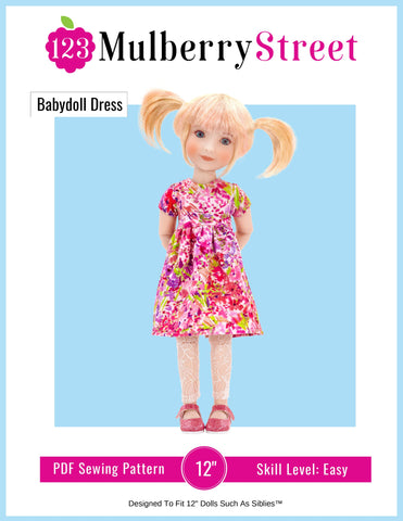 123 Mulberry Street Siblies Babydoll Dress Pattern For 12" Siblies Dolls larougetdelisle