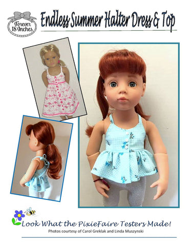 Forever 18 Inches Kidz n Cats Endless Summer Halter Dress & Top Pattern for Kidz N Cats and 19" Gotz Dolls larougetdelisle