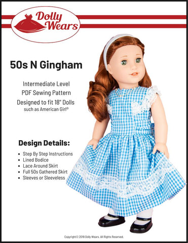 Dolly Wears 18 Inch Historical 50s N Gingham 18" Doll Clothes Pattern larougetdelisle