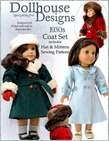 Dollhouse Designs 18 Inch Historical 1930s Coat Set 18" Doll Clothes Pattern larougetdelisle