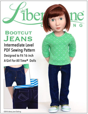 Liberty Jane A Girl For All Time Bootcut Jeans Pattern for AGAT Dolls larougetdelisle