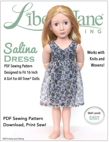 Liberty Jane A Girl For All Time Salina Dress Pattern for AGAT Dolls larougetdelisle
