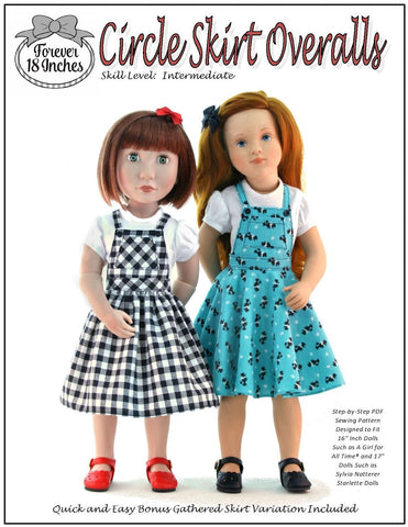Forever 18 Inches A Girl For All Time Circle Skirt Overalls Pattern for A Girl For All Time and Starlette Dolls larougetdelisle