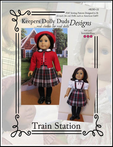 Keepers Dolly Duds Designs 18 Inch Historical Train Station Four Piece Outfit 18" Doll Clothes Pattern larougetdelisle