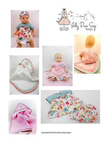 Jelly Bean Soup Designs Bitty Baby/Twin A Dress For Baby Kendall 15" Baby Doll Clothes Pattern larougetdelisle