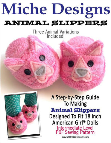 Miche Designs Shoes Animal Slippers 18" Doll Shoes larougetdelisle