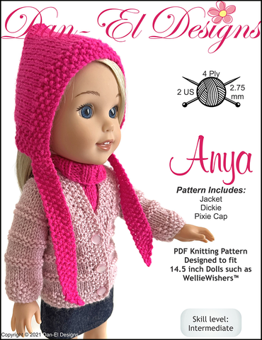 Dan-El Designs Knitting Anya 14.5 inch Doll Clothes Knitting Pattern larougetdelisle