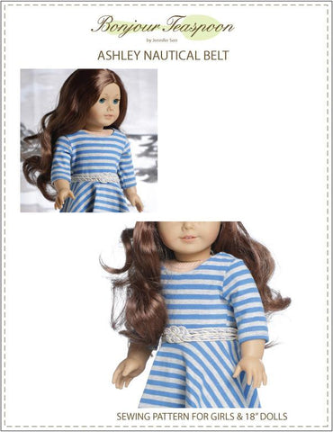 Bonjour Teaspoon 18 Inch Modern Ashley Nautical Belt Pattern for Girls and 18" Dolls larougetdelisle
