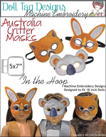 Doll Tag Clothing Machine Embroidery Design Australia Critter Masks For 18-inch Dolls Machine Embroidery Designs larougetdelisle