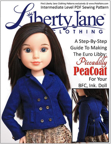 Liberty Jane BFC Ink Piccadilly Peacoat Pattern for BFC, Ink. Dolls larougetdelisle