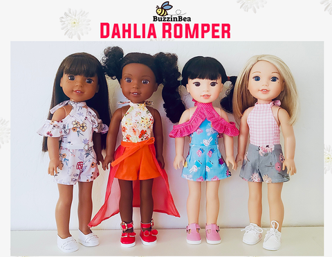 BuzzinBea WellieWishers Dahlia Romper 14.5" Doll Clothes Pattern larougetdelisle