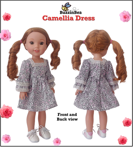BuzzinBea WellieWishers Camellia Dress 14.5" Doll Clothes Pattern larougetdelisle