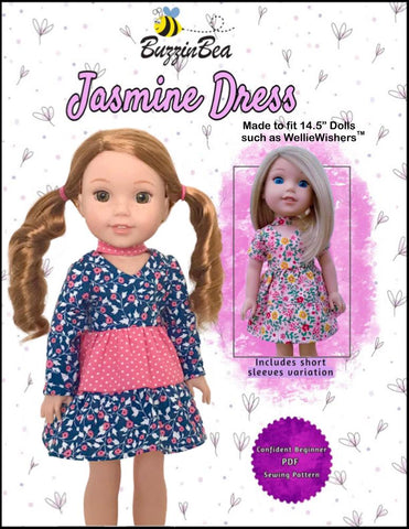 BuzzinBea WellieWishers Jasmine Dress 14.5" Doll Clothes Pattern larougetdelisle