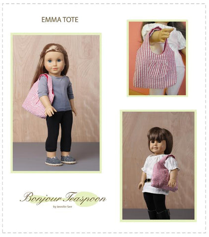 Bonjour Teaspoon 18 Inch Modern Emma Tote Bundled Pattern for Girls and Dolls larougetdelisle