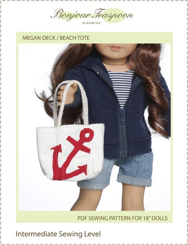Bonjour Teaspoon 18 Inch Modern Megan Deck Beach Tote 18" Doll Accessory Pattern larougetdelisle