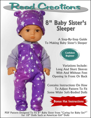 Read Creations 8" Baby Dolls Baby Sister's Sleeper Outfit 8" Baby Doll Clothes Pattern larougetdelisle