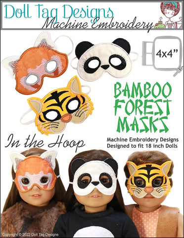 Doll Tag Clothing Machine Embroidery Design Bamboo Forest Masks For 18-inch Dolls Machine Embroidery Designs larougetdelisle