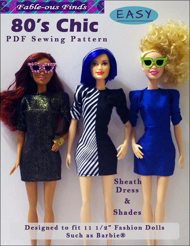 Fable-ous Finds Barbie 80's Chic Sheath Dress and Shades for 11-1/2" Fashion Dolls larougetdelisle