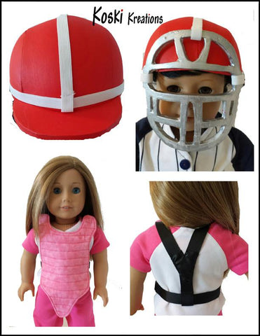 Koski Kreations 18 Inch Modern Baseball Equipment 18" Doll Accessory Pattern larougetdelisle