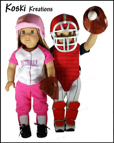 Koski Kreations 18 Inch Modern Baseball Equipment 18" Doll Accessory Pattern larougetdelisle