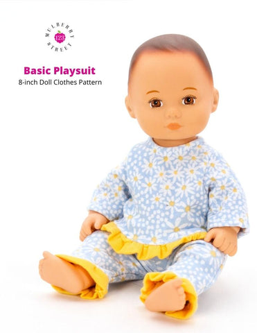 123 Mulberry Street 8" Baby Dolls Basic Playsuit 8" Baby Doll Clothes Pattern larougetdelisle
