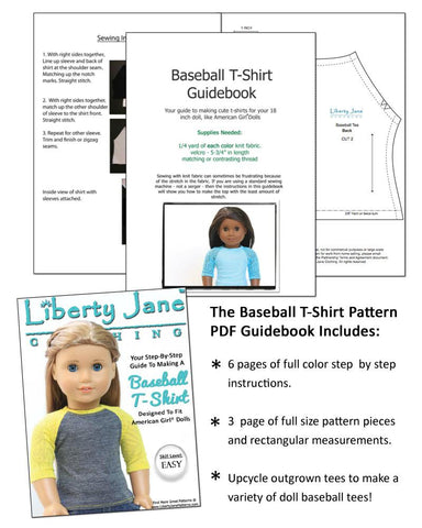 Liberty Jane 18 Inch Modern Baseball Tee 18" Doll Clothes Pattern larougetdelisle