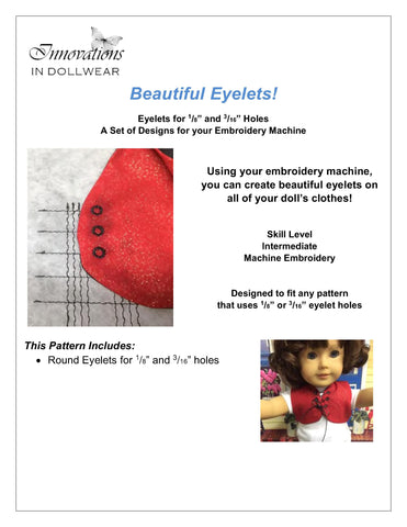 Innovations in Dollwear Machine Embroidery Design Beautiful Buttonholes! Eyelets Machine Embroidery Design larougetdelisle