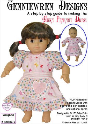 Genniewren Bitty Baby/Twin Anna Peasant Dress 15" Baby Doll Clothes larougetdelisle
