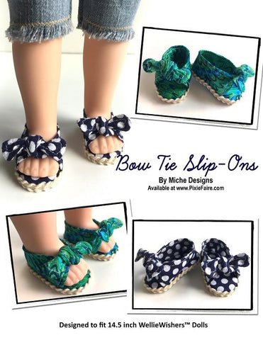 Miche Designs WellieWishers Bow Tie Slip-Ons 14.5" Doll Clothes Pattern larougetdelisle