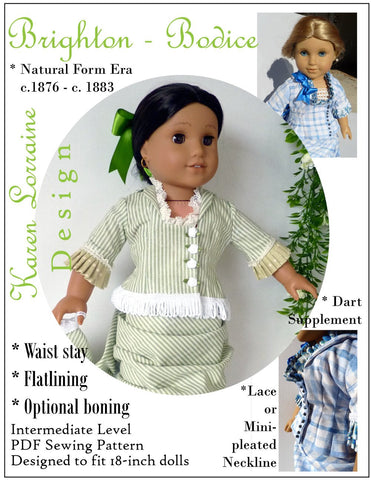 Karen Lorraine Design 18 inch Historical Brighton Bodice 18" Doll Clothes Pattern larougetdelisle