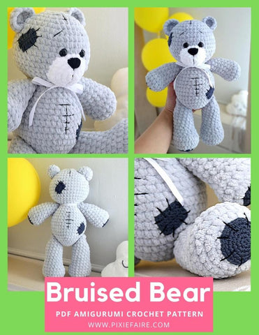 Plushico Amigurumi Bruised Bear Amigurumi Crochet Pattern larougetdelisle