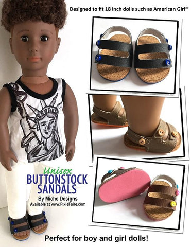 Miche Designs Shoes Buttonstock Sandals 18" Doll Shoe Pattern larougetdelisle