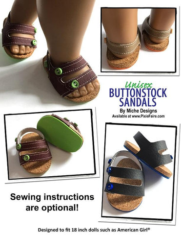 Miche Designs Shoes Buttonstock Sandals 18" Doll Shoe Pattern larougetdelisle