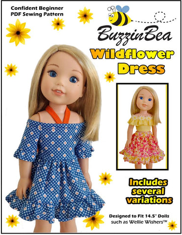 BuzzinBea WellieWishers Wildflower Dress 14.5" Doll Clothes Pattern larougetdelisle