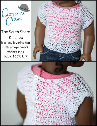 Clarisse's Closet Knitting South Shore Knit Top 18" Doll Clothes Knitting Pattern larougetdelisle