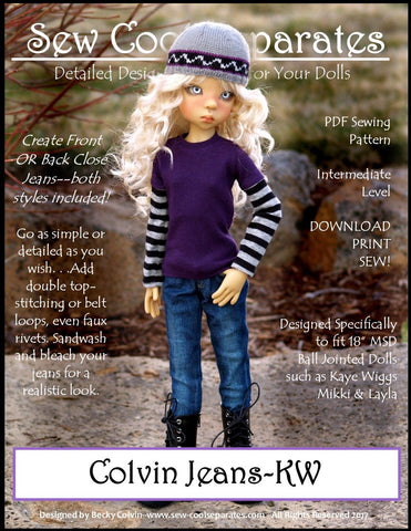 Sew Cool Separates BJD Colvin Jeans Pattern for MSD Ball Jointed Dolls larougetdelisle
