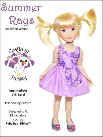 Crafty Lil Turkey Siblies Summer Rays Dress Pattern For 12" Siblies Dolls larougetdelisle