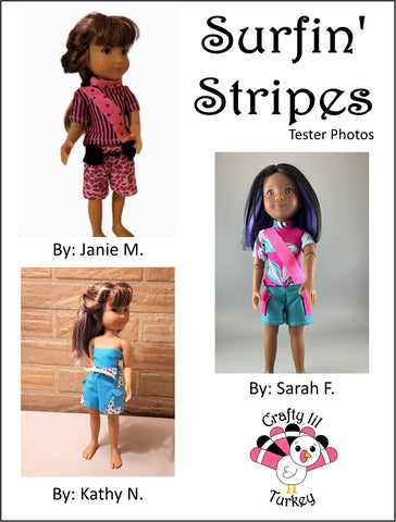 Crafty Lil Turkey Siblies Surfin' Stripes Pattern for 12" Siblies Dolls larougetdelisle