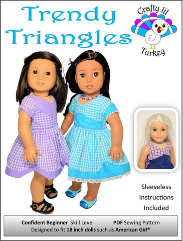 Crafty Lil Turkey 18 Inch Modern Trendy Triangles: Summer Dress 18" Doll Clothes Pattern larougetdelisle
