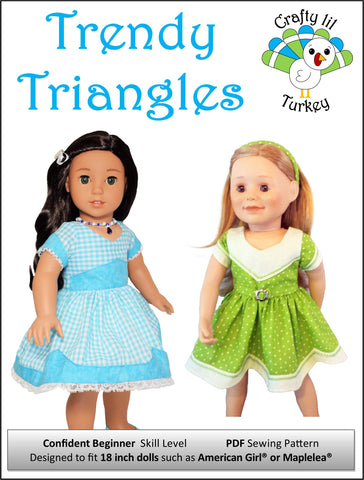 Crafty Lil Turkey 18 Inch Modern Trendy Triangles: Summer Dress 18" Doll Clothes Pattern larougetdelisle