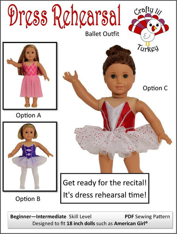 Crafty Lil Turkey 18 Inch Modern Dress Rehearsal 18" Doll Clothes Pattern larougetdelisle