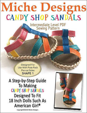 Miche Designs Shoes Candy Shop Sandals 18" Doll Shoe Pattern larougetdelisle