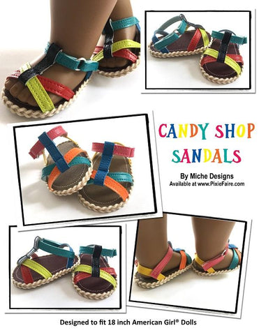 Miche Designs Shoes Candy Shop Sandals 18" Doll Shoe Pattern larougetdelisle