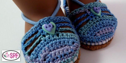 Sweet Pea Fashions Shoes Carmen Crocheted Espadrilles 18" Doll Shoes larougetdelisle