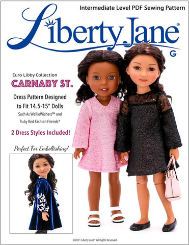 Liberty Jane Ruby Red Fashion Friends Carnaby St. Dress 14.5-15” Doll Clothes Pattern larougetdelisle