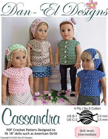 Dan-El Designs Crochet Cassandra 18 inch Doll Clothes Crochet Pattern larougetdelisle