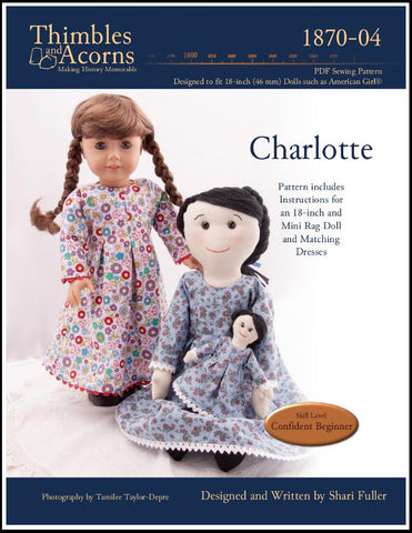 Thimbles and Acorns Promo Cloth doll Charlotte 18" Cloth Doll Pattern larougetdelisle