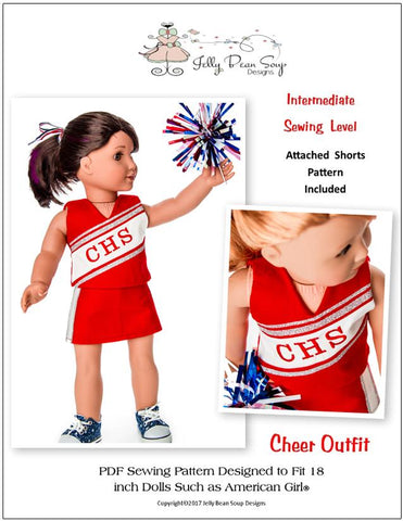 Jelly Bean Soup Designs 18 Inch Modern Cheer Outfit 18" Doll Clothes Pattern larougetdelisle