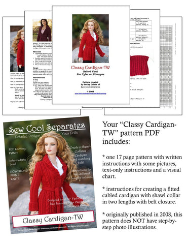 Sew Cool Separates Ellowyne Classy Cardigan Knitting Pattern for Ellowyne and Tyler Wentworth Dolls larougetdelisle