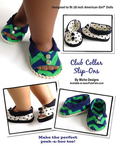 Miche Designs Shoes Club Collar Slip-Ons 18" Doll Shoes larougetdelisle